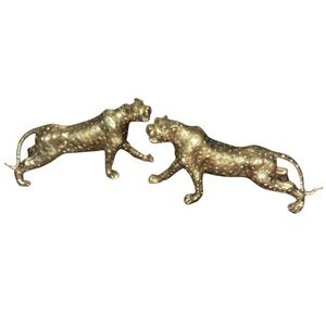 Vintagee brass leopard figures